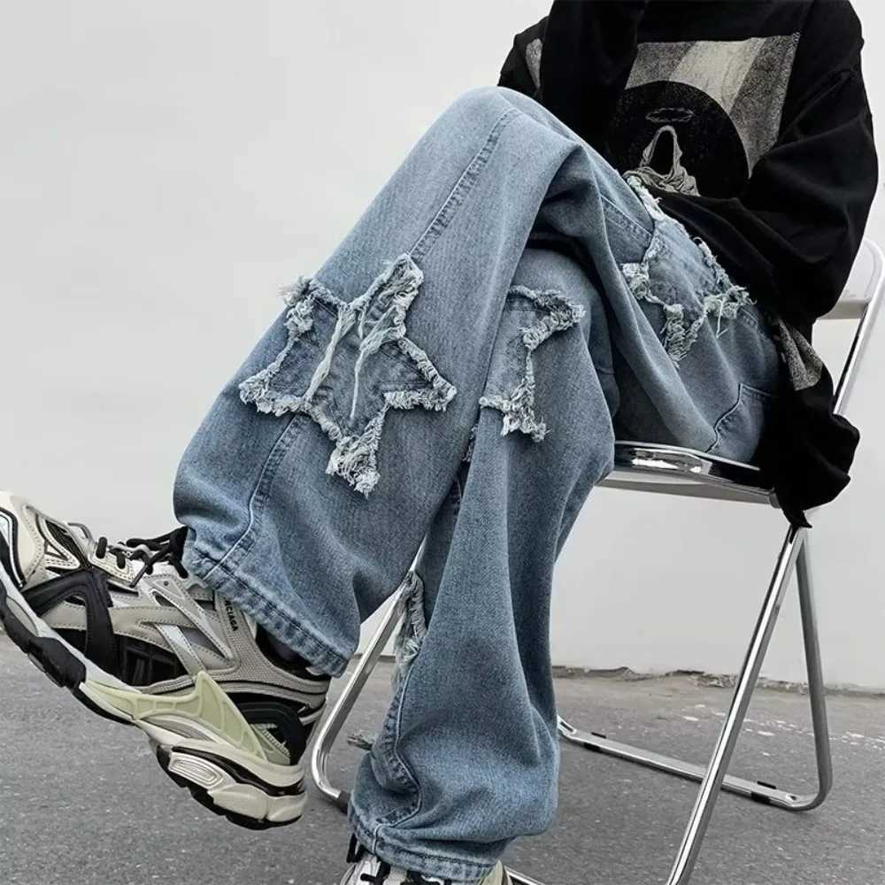 Mens Denim Trousers Casual Jeans for Men Baggy Loose Streetwear Men Pants Star Graphic Y2K Harajuku Fashion XJ250707