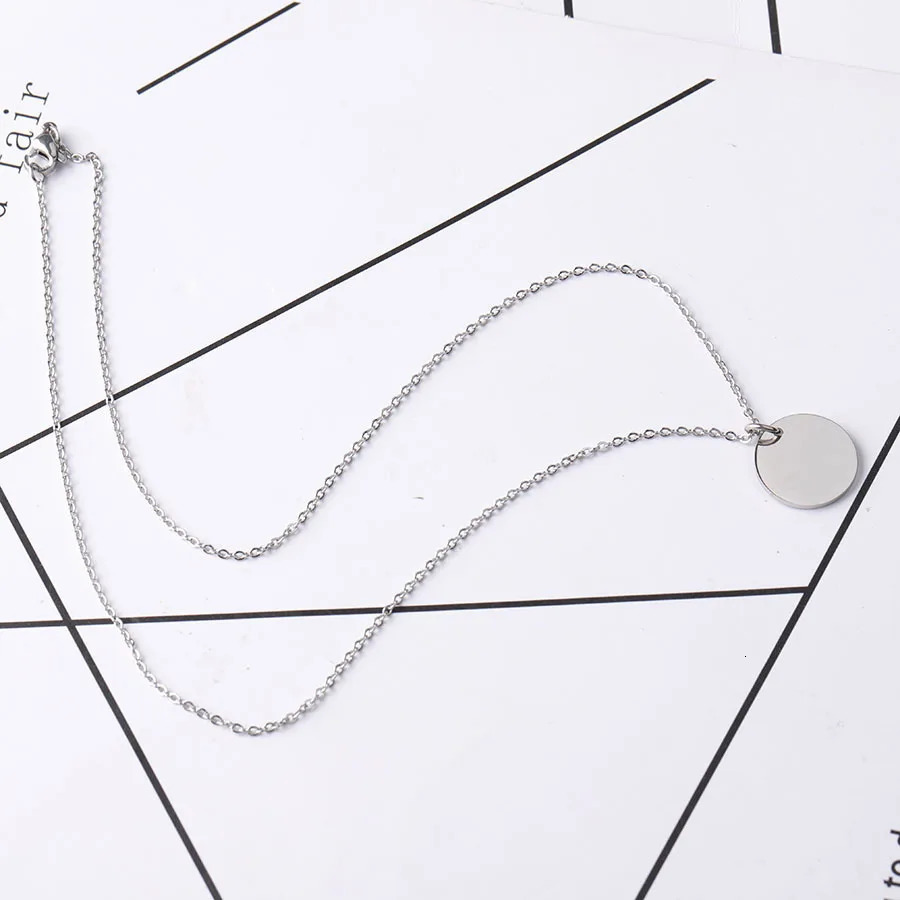 10 pieces of 45-60cm stainless steel mirror polished necklace with PVD galvanized disc pendant necklace 240929