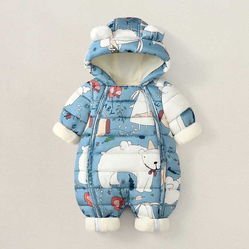 Down Coat New born Baby clothes Warm Fleece Rompers Bodysuits Baby Boys Costume Infant Girls Clothing Cartoon Overall Outerwear Jumpsuits H241010