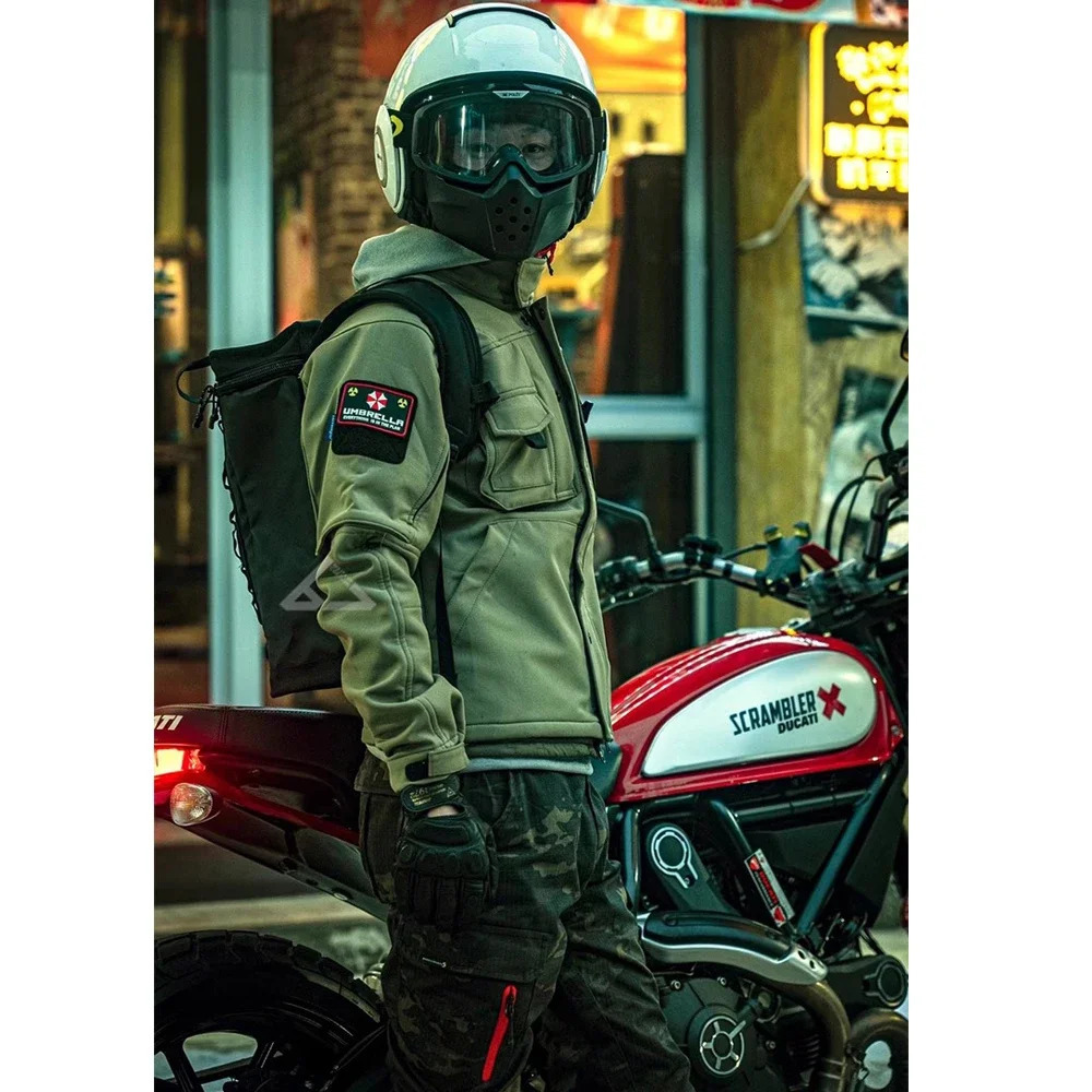 Windproof and waterproof bicycle set mens tactical jacket and pants set winter shark skin soft shell uniform warm wool coat 240925