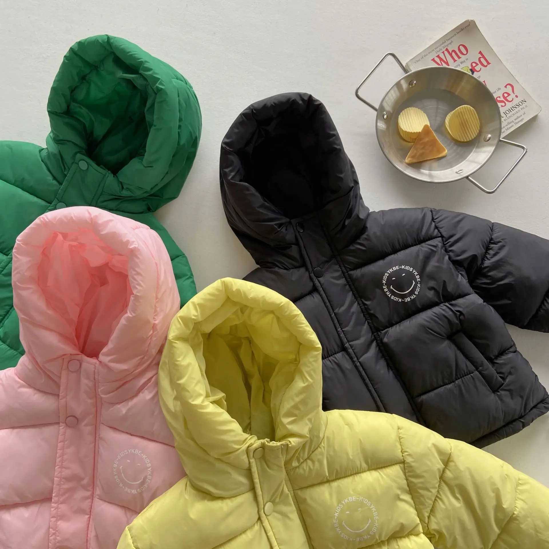 Down Coat 2024 new childrens winter hooded jacket suitable for boys and girls warm top thick velvet jacket baby jacket soft casual jacket H241010