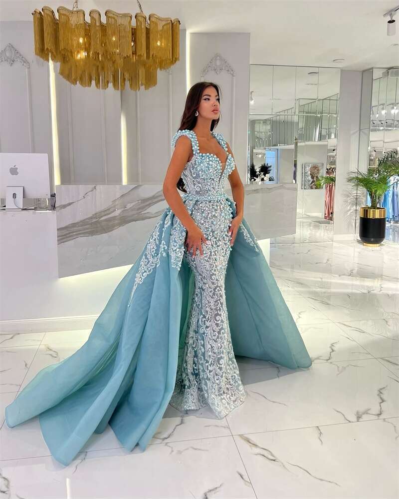 Aso Ebi Crystals Beaded Mermaid Prom Dress Sequined Lace Evening Formal Party Second Reception Dresses Custom Made