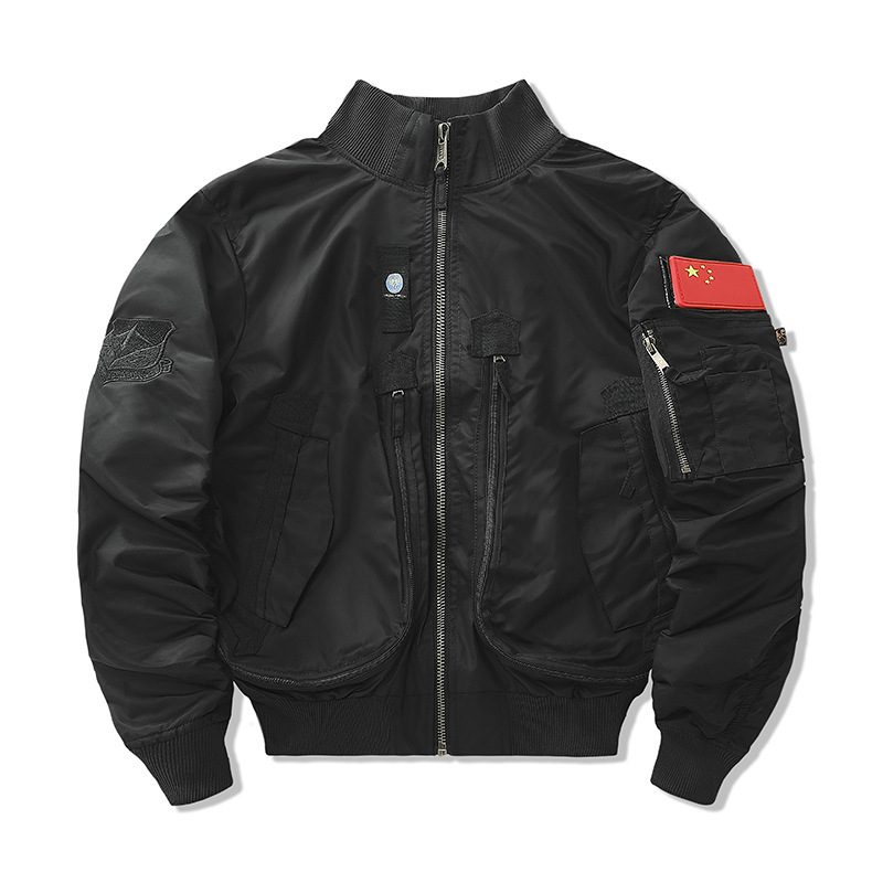 2024 Spring Autumn Loose Tactical Military Jackets Big Pocket Pilot Coat Bomber Jacket Zipper Flight Outwear