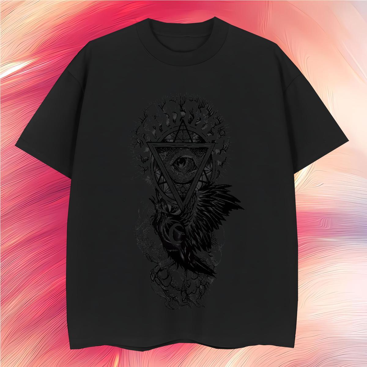 Free Shipping Men T Shirts 230g 100% Cotton eye of the devil Beach Custom Print Plus Size O-Neck Short Sleeve Men Tshirts New Clothes