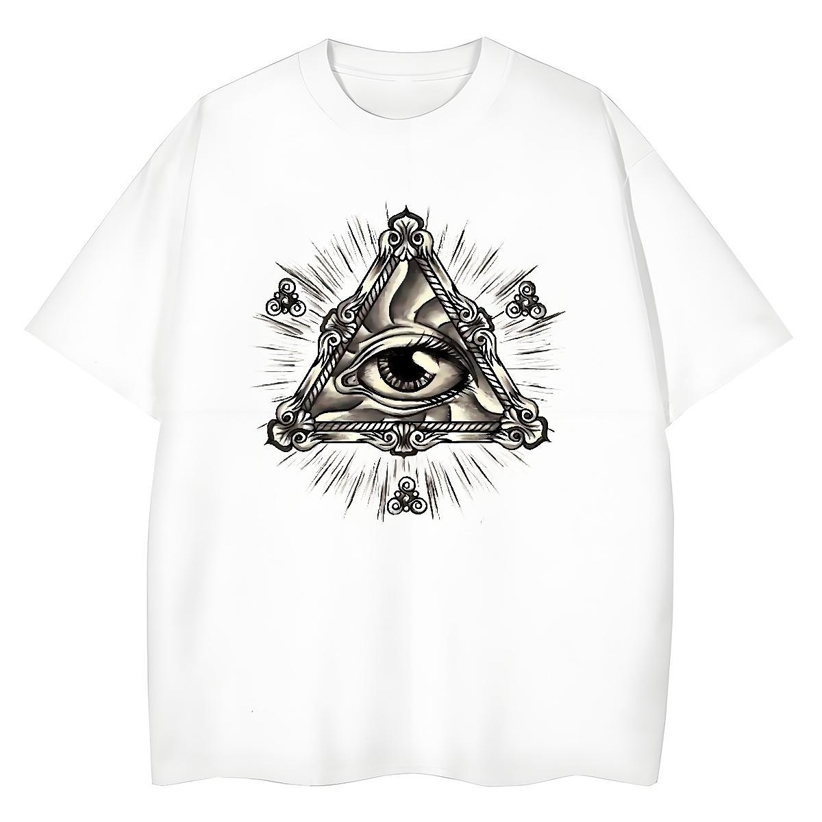 TOP Quality Womens T Shirts 230g Pure Cotton Short Sleeve O-Neck Casual Daily Wear eye of the devil Unisex Tshirts Loose Cartoon Print Tees Shirts