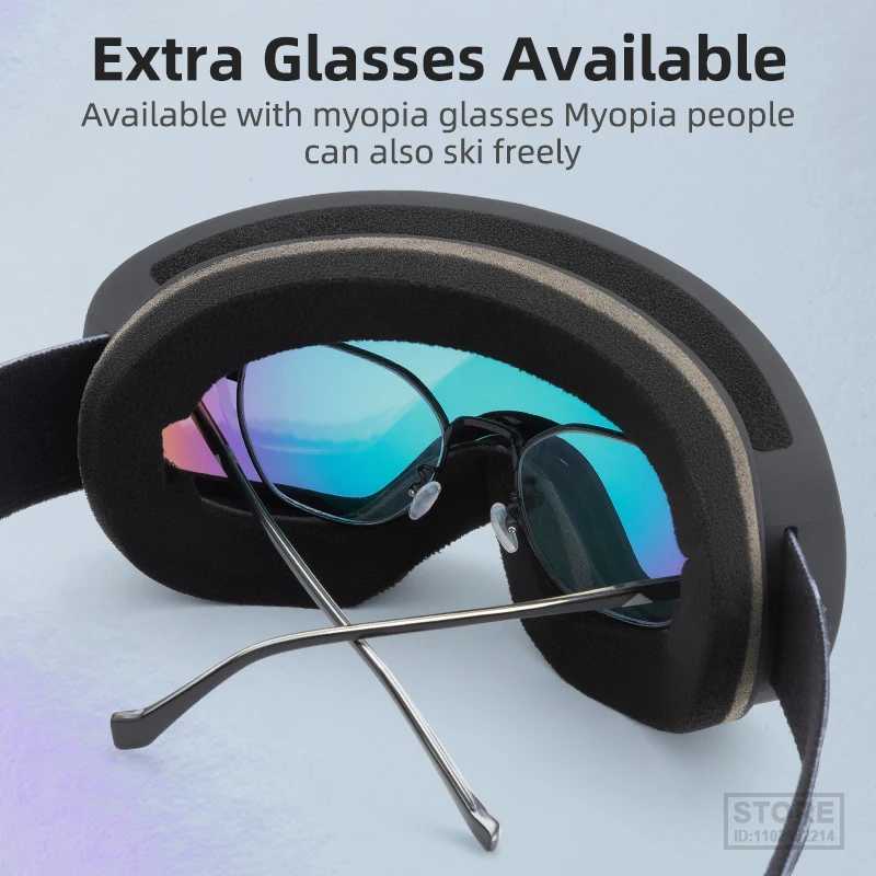 ROCKBROS dual anti fog skiing goggles can be used with Myopia glasses for large transparent view skiing mens outdoor sports snowboard goggles CL241010