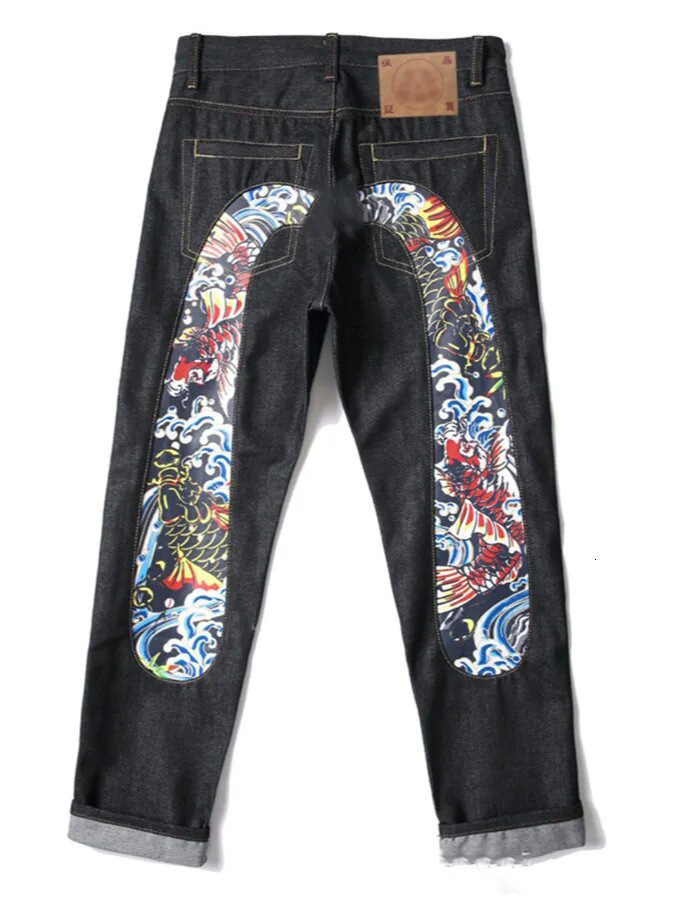 high quality fashionable designer jeans with straight line design retro street casual sports pants washed old jeans