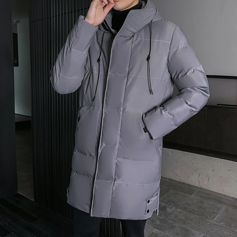 Parka Mens Hooded High Quality Hooded Jacket Black Fashion Winter Jacket Mens Clothing Thick Warm Long Coat 241007