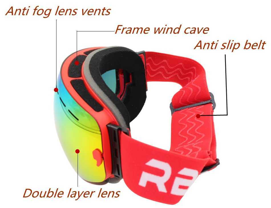 Brand new ski goggles with dual lens UV400 anti fog for adults ski goggles for women snow shoes with box CL241010