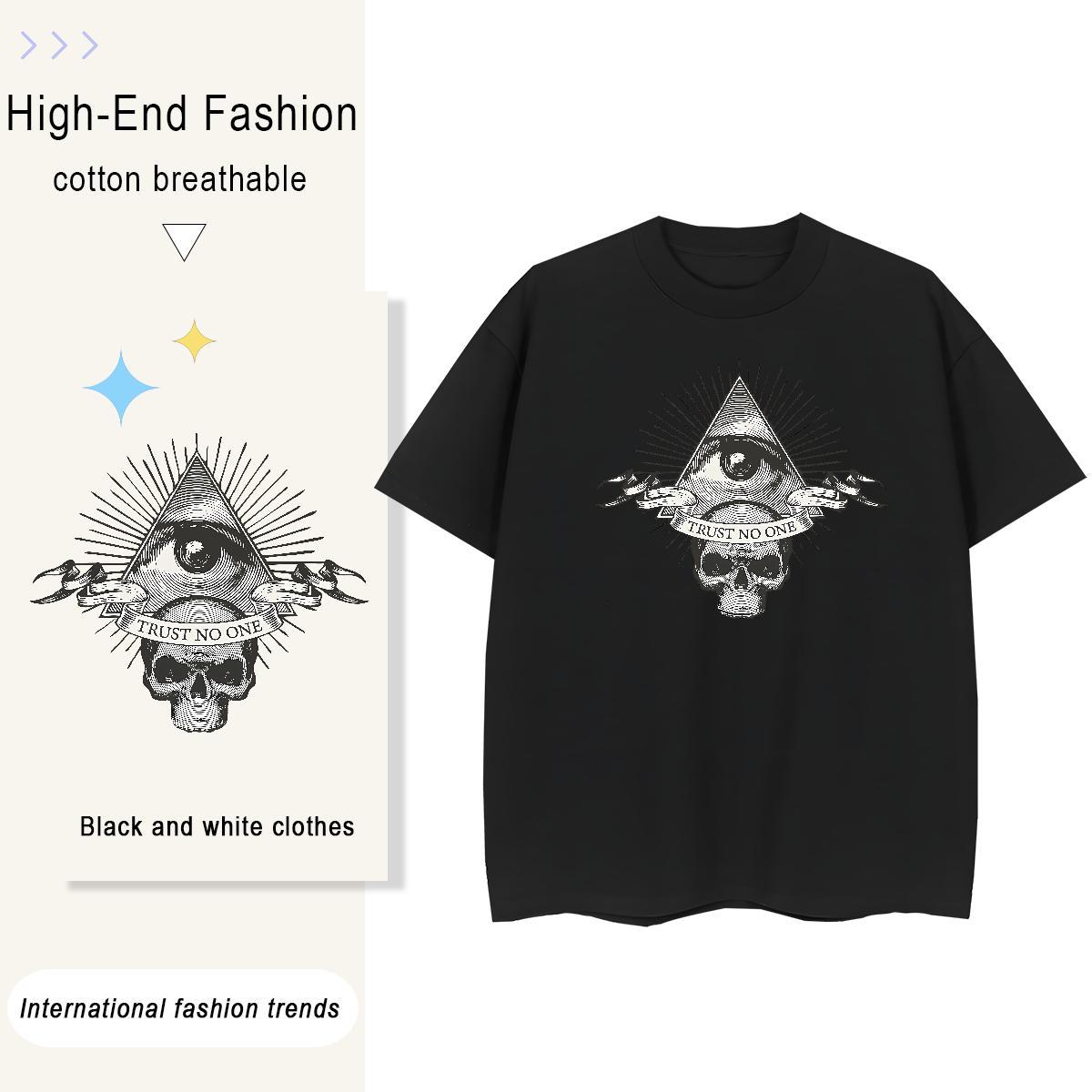 Brand Womens T Shirts 230g Cotton Crew Neck Breathable Hip Hop Street eye of the devil Woman Tshirt Female Floral Print Wear