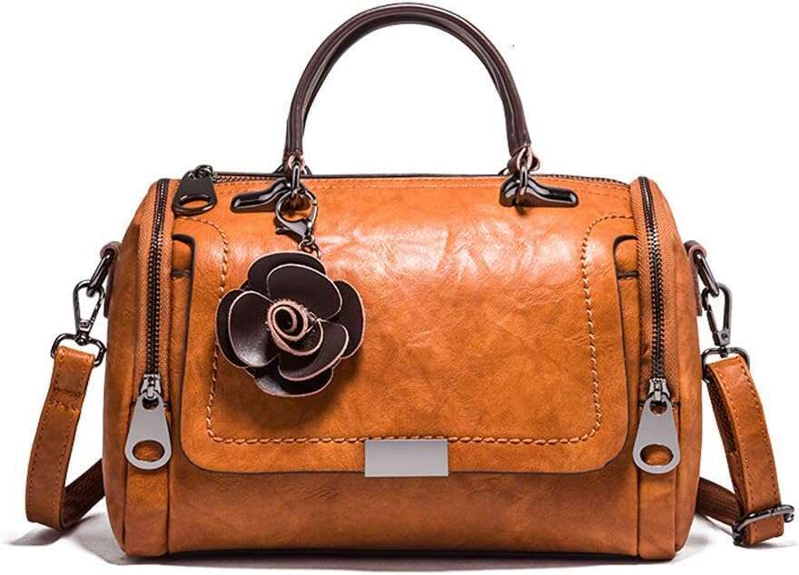 Women's Cydrical Doctor Style Handbag - Chic PU Leather Top Handle Satchel, Crossbody Purse for Ladies