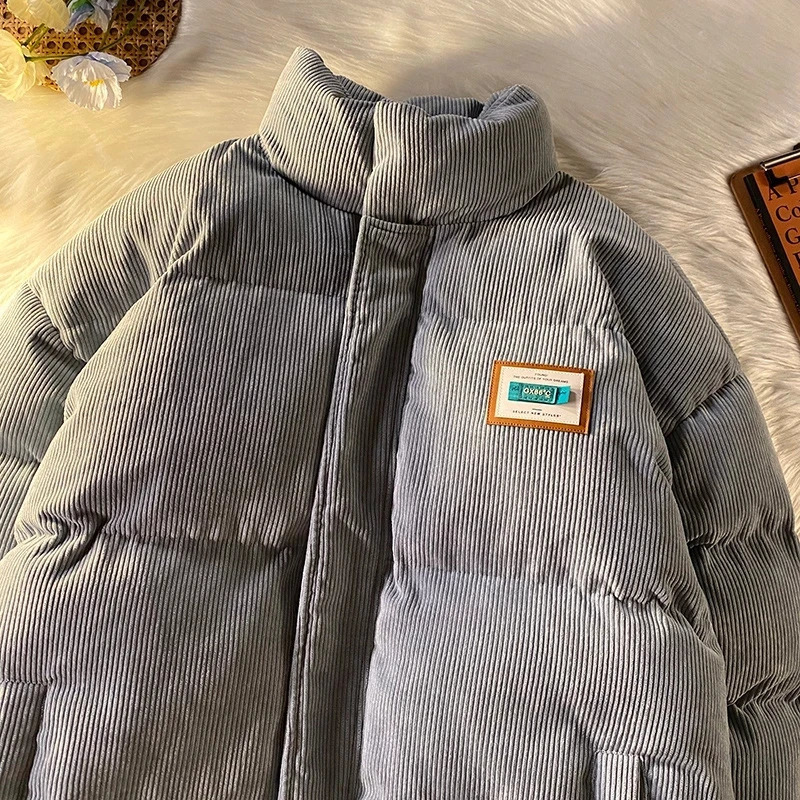 Harajuku Mens Warm Parkas Winter Jacket Corduroy Cotton Oversized Mens Winter Jacket Windproof Pad Jacket Womens Parkas 241007