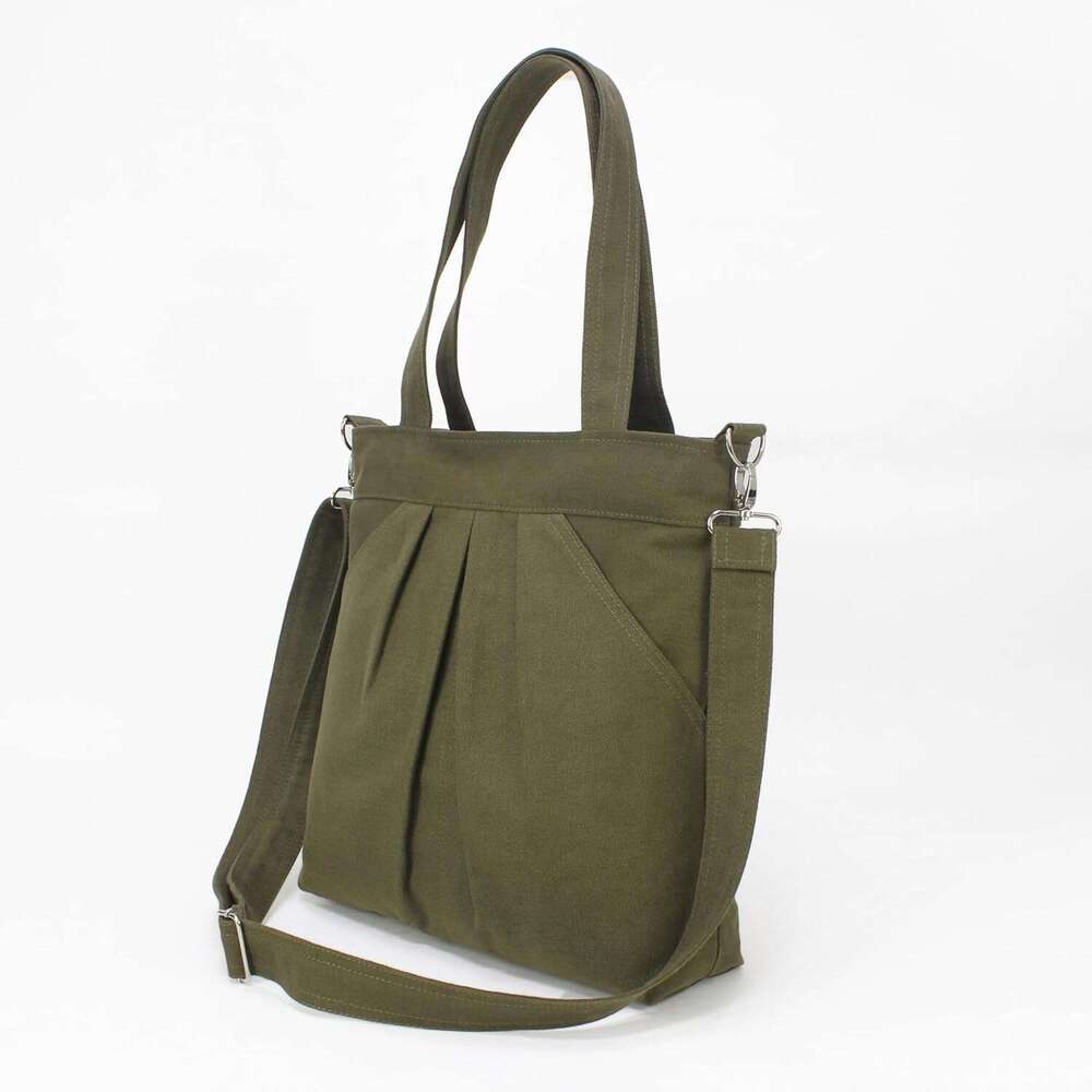 Large Carry All Tote Adjustable Crossbody Strap Zipper Closure Vegan Eco-Friendly Washable Casual Everyday Weekend Travel Shopping Bag