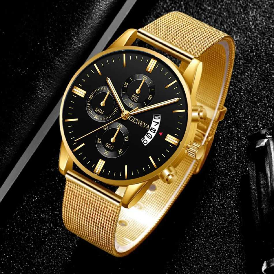 Fashion Mens Watches Classic Blue Stainless Steel Mesh Belt Quartz Wristwatch Luxury Men Business Analog Clock relogio masculinoX250107