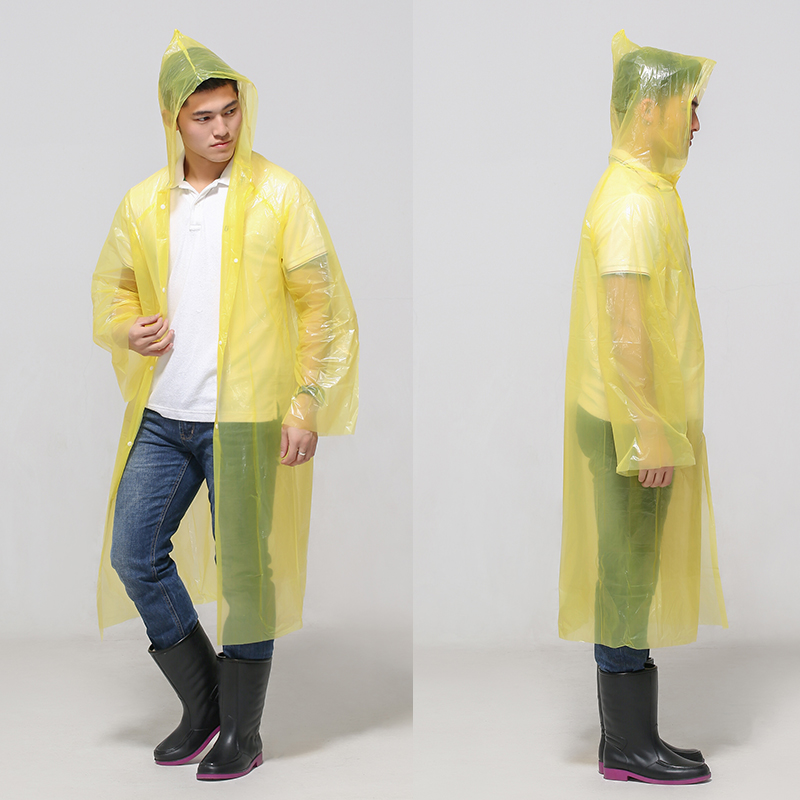 Durable EVA Plastic Rain Coat Full Coverage Waterproof with Hood and Long Sleeves