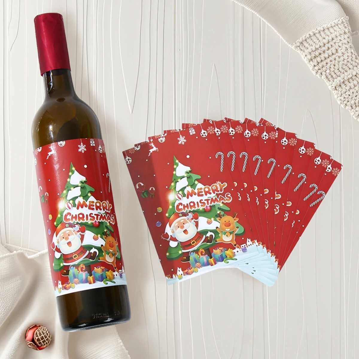 Christmas Wine Stickers Decoration Merry Christmas Home Decoration 2024 Wine Stickers Christmas Celebration Navidad New Year Gifts 2025 W241008