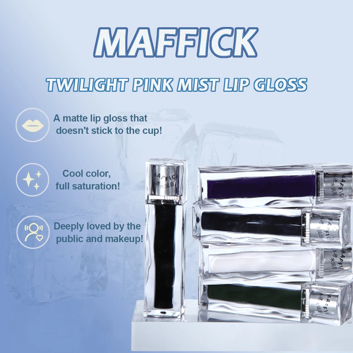 MAFFICK Black Lipstick Lip Stain Waterproof Lightweight Matte lipgloss purplebluewhite 241008