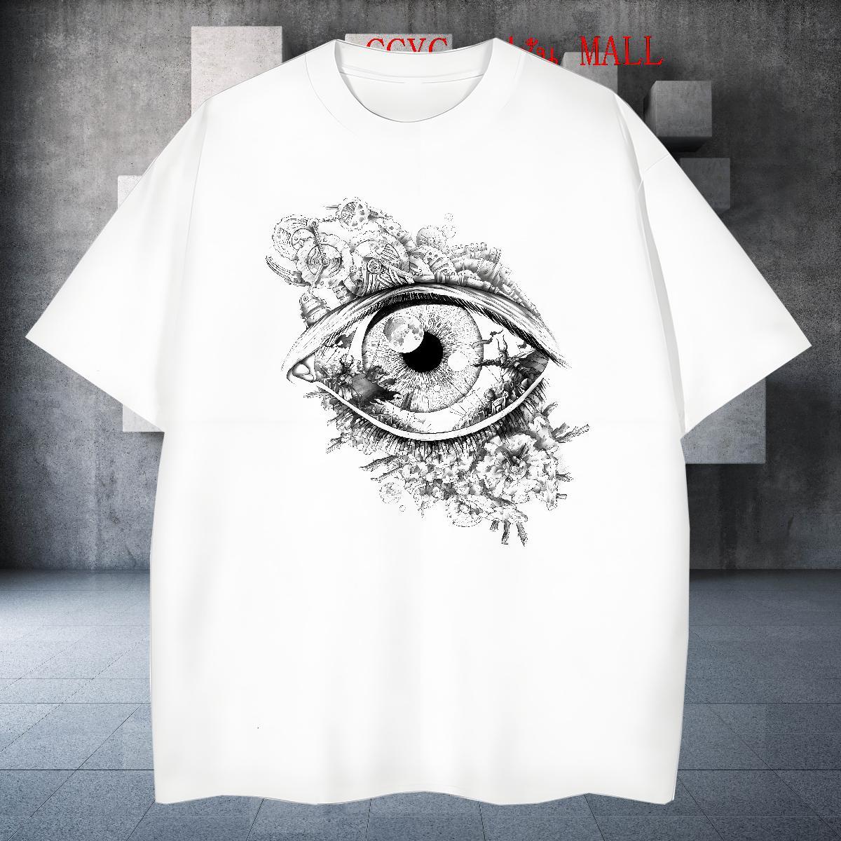 Popular T-Shirts for Men 230g Cotton eye of the devil Daily Outfit Plus Size Custom Breathable Short Sleeve Men Tshirts Casual New Tee Shirt