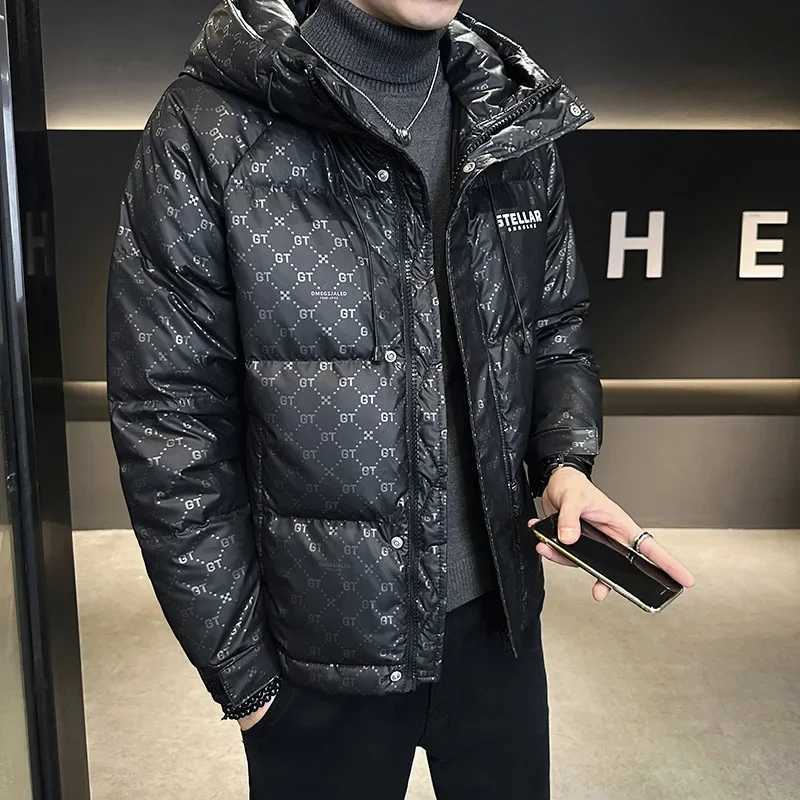 Men's Down Parkas Trendy Mens Hooded Down Jacket 2024 New Winter Thickened Casual Top Loose Fit Warm Comfortable Outwear Hooded Coats Y241009R4NL