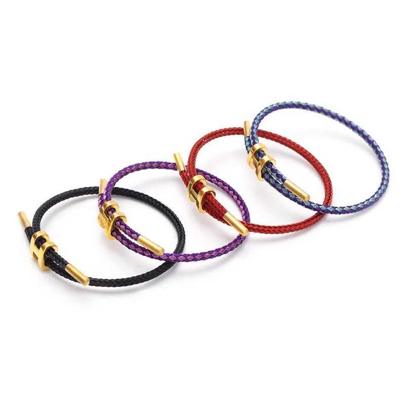 Charm Bracelets ALTERA New Fashion Colorful Charm Adjustable Bracelet Simple Stainless Steel Rope Bracelet Female BFF Couple Jewelry Gift J241010