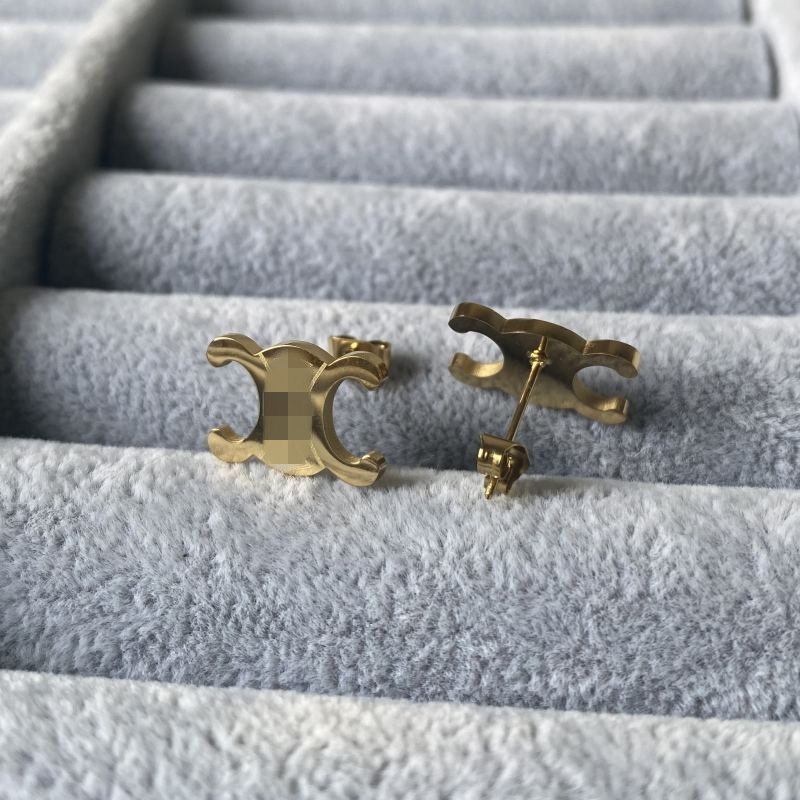 Simple branded luxury 316L Stainless Steel 3 sizes small middle large 1.2cm letter CL stud Earring 18k Gold Silver studs Earrings Women girls Wedding Party Jewelry