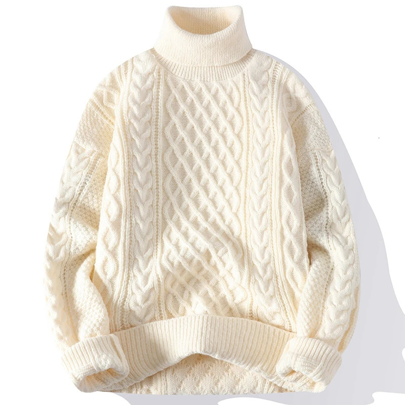 High quality mens turtle neck sweater solid color knitted sweater mens casual knitted sweater winter warm knitted sweater 241007