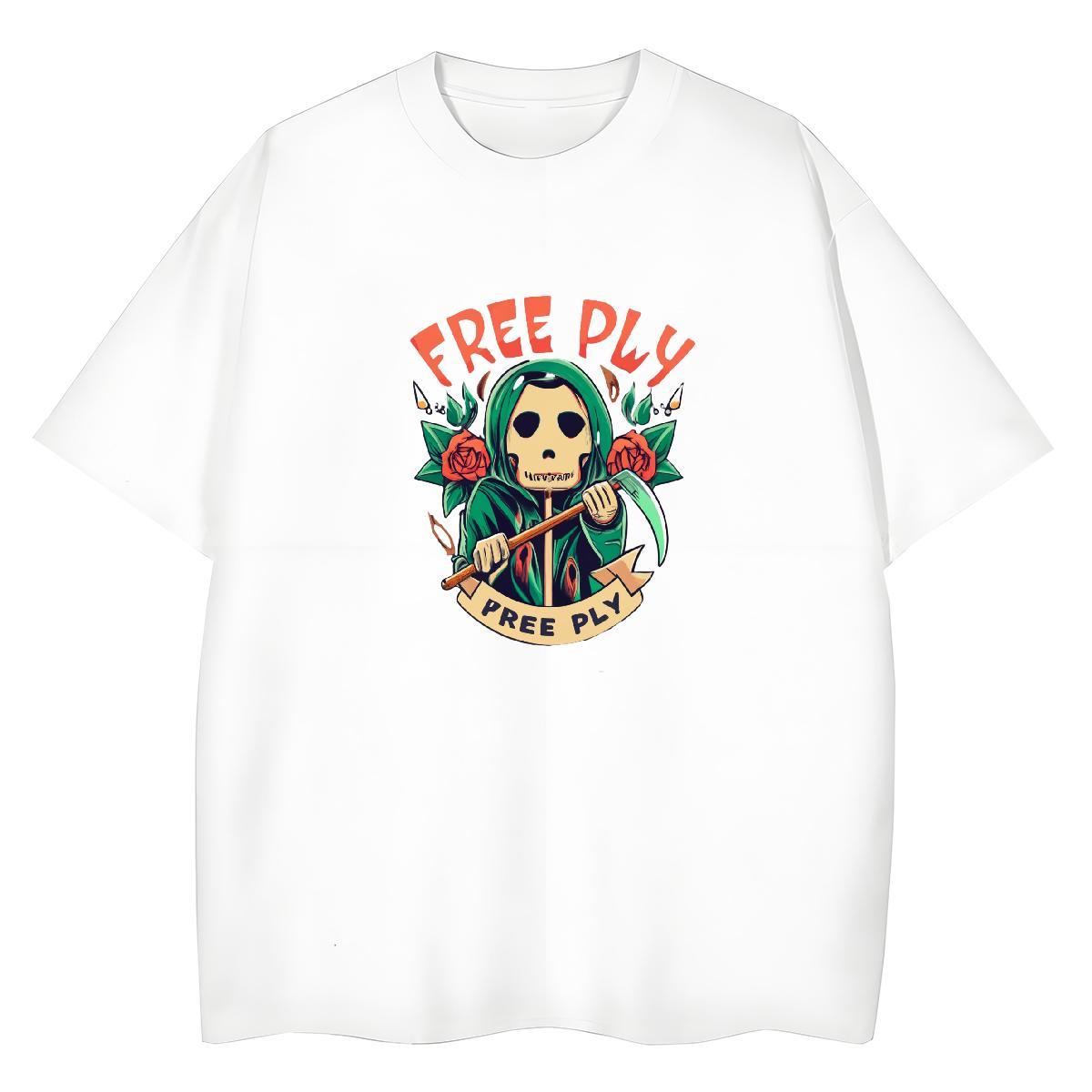 New Arrival T-Shirts 230g Cotton Breathable Crew Neck Sports Street Wear skull Women Tshirts Soft Oversized Tees Shirts