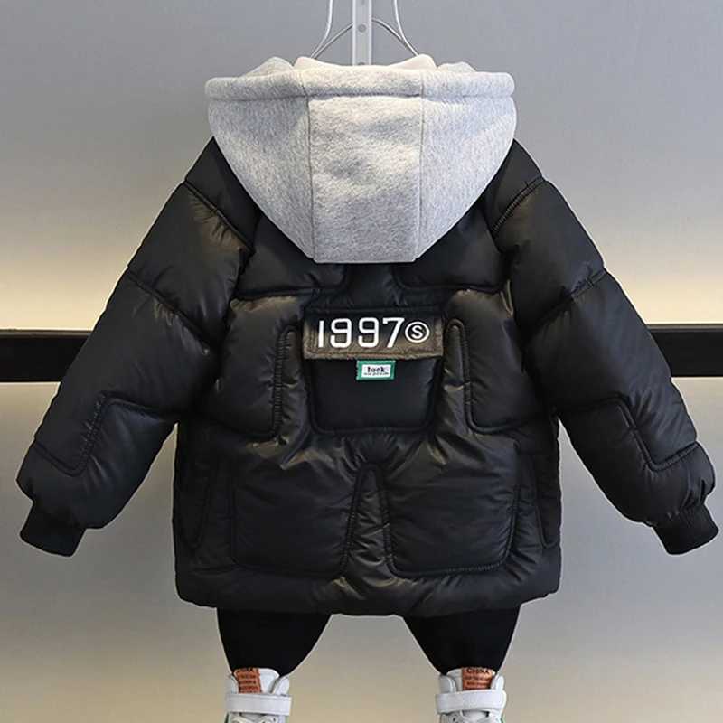 Down Coat Youth Winter Boys Down Jacket Keep Warm Fashion Baby Coat Hooded Zipper Boys Coat 4-14 Birthday Gift H241010
