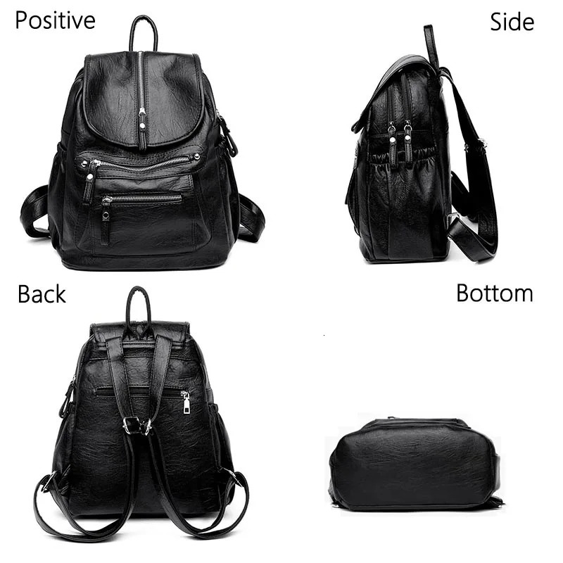 Womens highquality leather backpack retro womens shoulder bag Sac a Dos travel Mochila girls school 241008