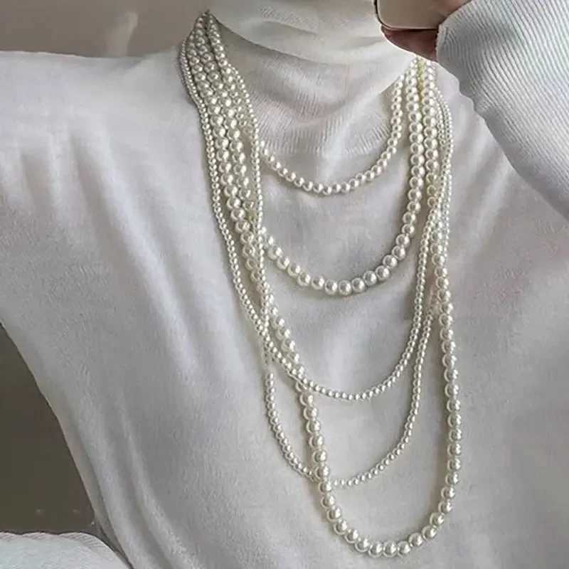 Y2k Imitation Pearl Multi-Layer Womens Necklace Exaggerated Luxury Wedding Party Necklace For Women Fashion Jewelry AccessoriesX241009