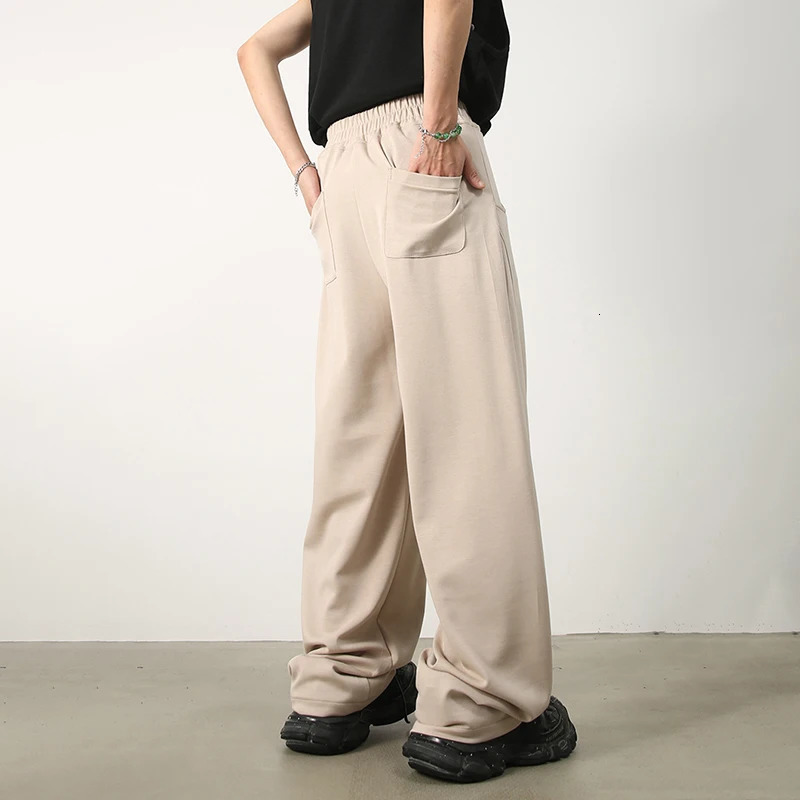 HOUZHOU baggy sweatpants mens wide leg casual pants oversized gray Trouser loose Korean street clothing patch 241010