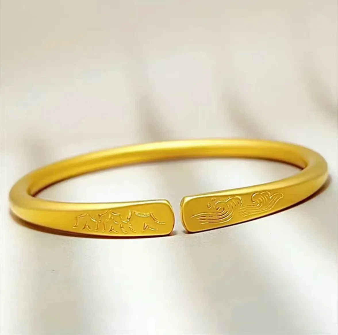9999 Real Gold 24K Womens Promise Bracelet Yuegu Hair Open Bracelet 240929