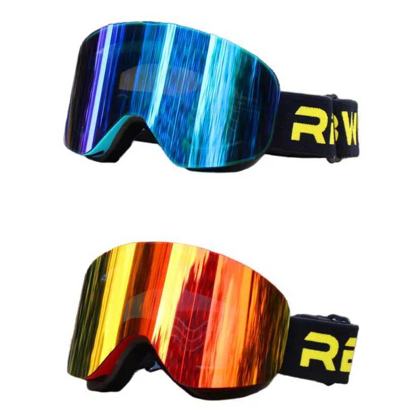 DIY new mens magnetic skiing goggles with big vision anti fog and outdoor windproof snow sports goggles CL241010