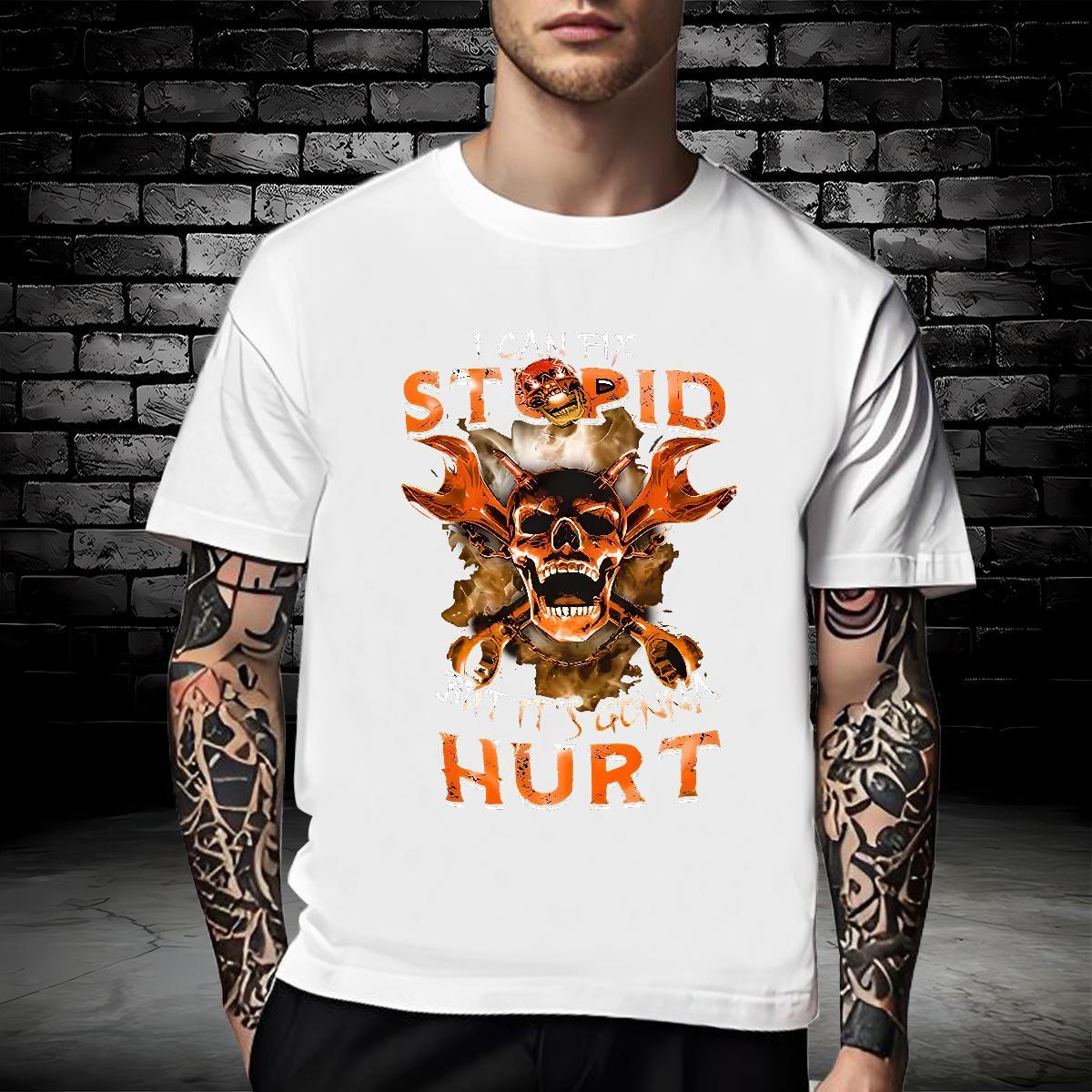Cool Design Men T Shirts 230g Pure Cotton skull Sports Casual Custom Printing O-Neck Short Sleeve Couples T Shirts Casual New Tees