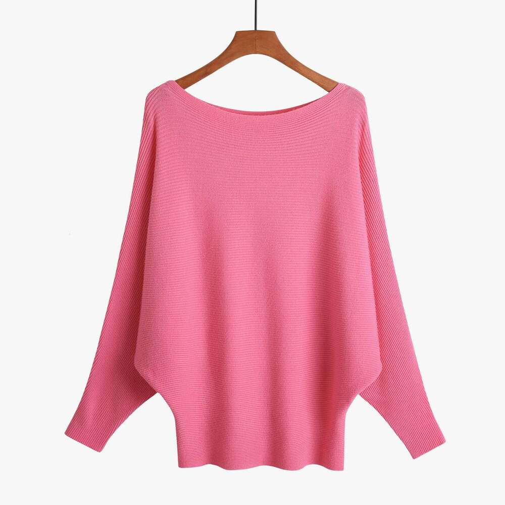 Womens One line Neck Bat Sweater Thread High Elastic Lazy Style Pullover Top with Fat Plus Size