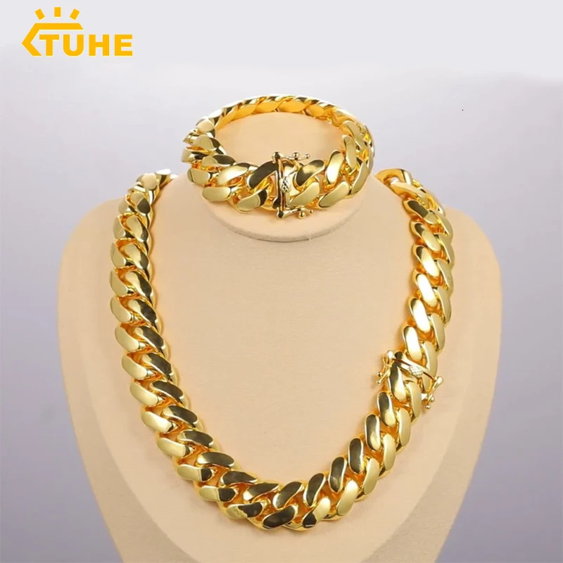 20mm Heavy Solid 18K Gold Plated Miami Cuban Link Chains Hip Hop Jewelry Choker Necklaces for Men Wholesale Price 240930