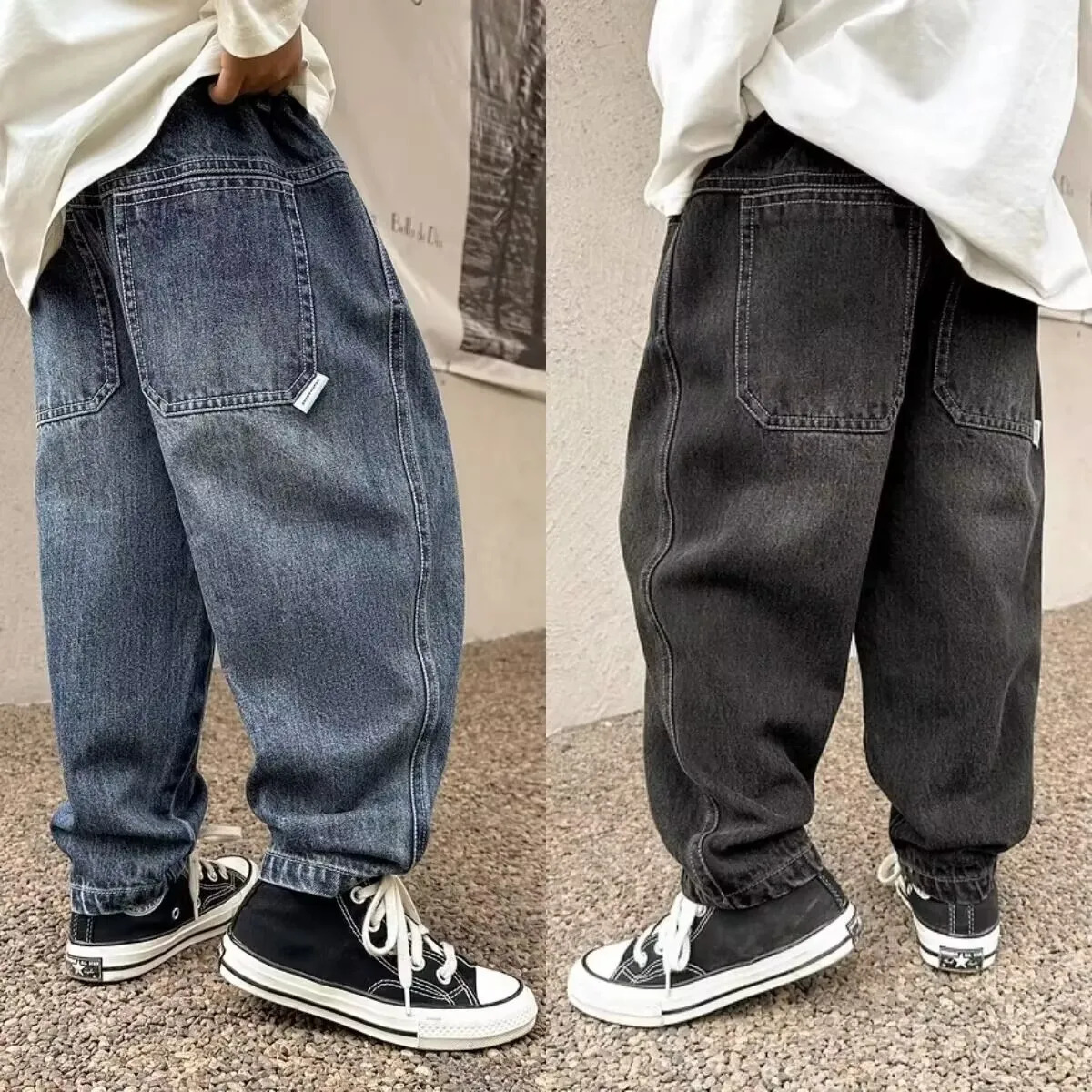 Boys jeans spring childrens loose pants denim childrens handmade autumn pants 3 5 7 8 9 years 241008