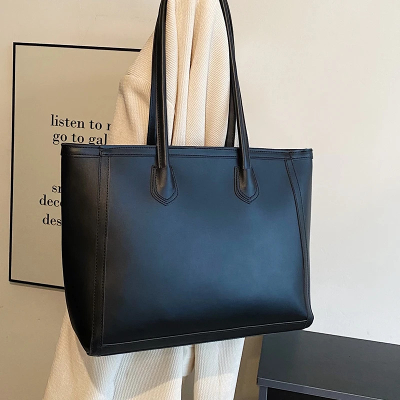 PU large capacity handbag womens retro contrasting color zipper texture Versatile Communicating Simple Shoulder Bags 241008