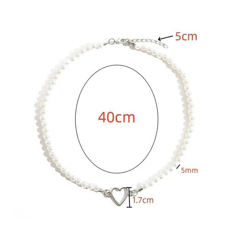 Vintage Imitation Pearl Choker Neckalce for Women Fashion Heart Necklace Gift for Friend Party Trendy Handmade Neck JewelryX241009