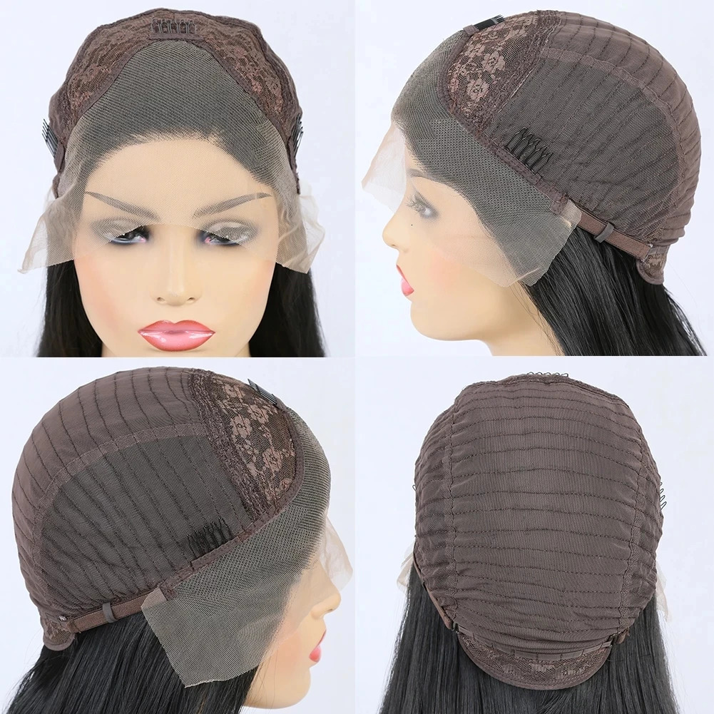 Black womens synthetic lace front wig natural hair lace wig long brown wig pre shedding baby hair role-playing 241007