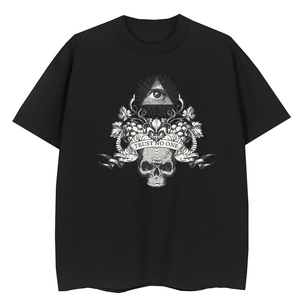 New T shirt 230g Cotton Crew Neck Daily Wear skull Womens Tshirts Unisex Oversized L-4XL Top Tees