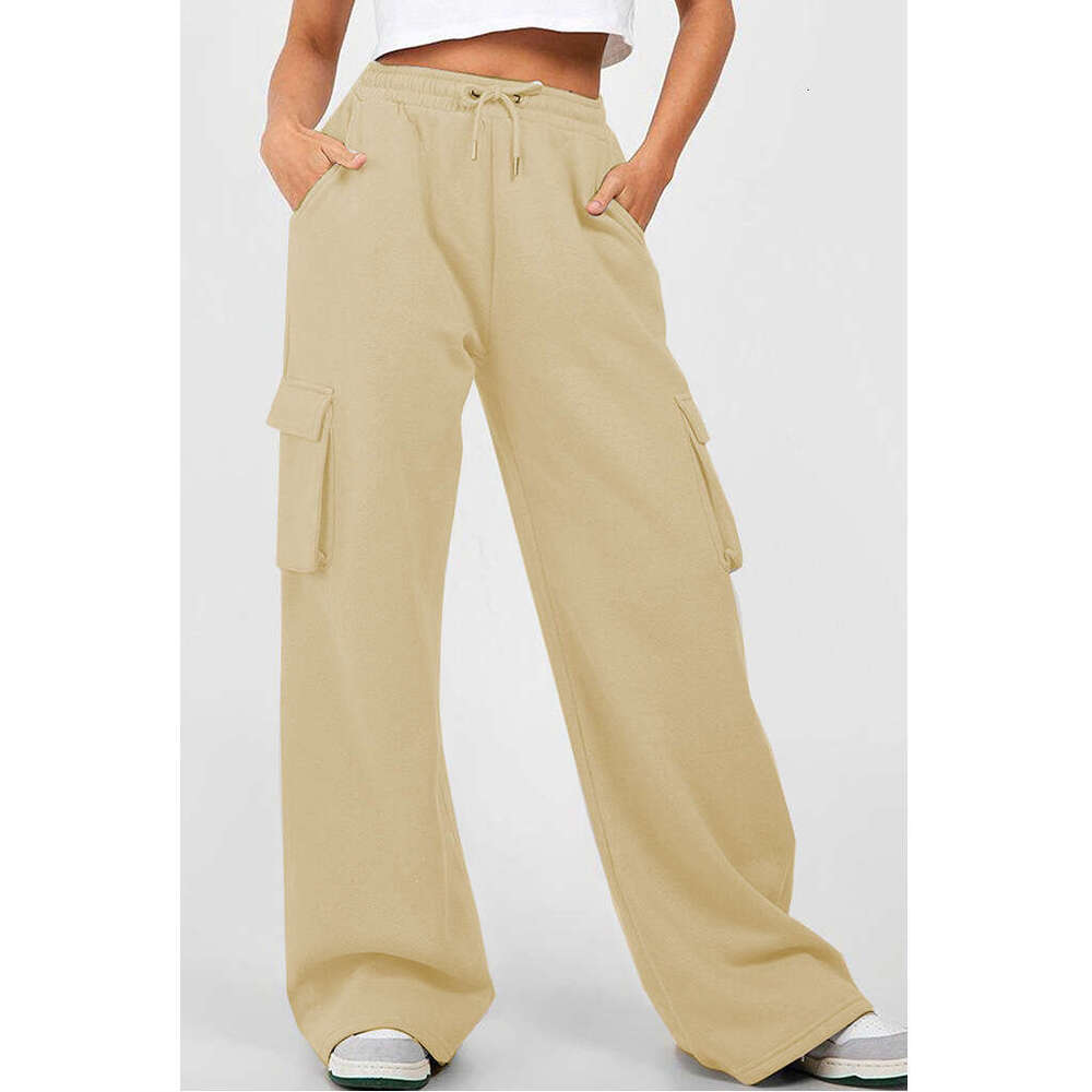 2024 Autumn/winter New Tiktok Solid Color Versatile Drawstring Sports Casual Pants Fulllace Pants Women Designer Leggings New Arrival Solid Color Loos