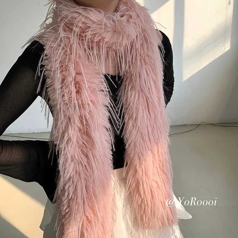 Scarves Korean Winter Fluffy Scarf Womens Niche Tassel Retro Neck Warm Personalized Long Comfortable Classic Soft Shawl H241010