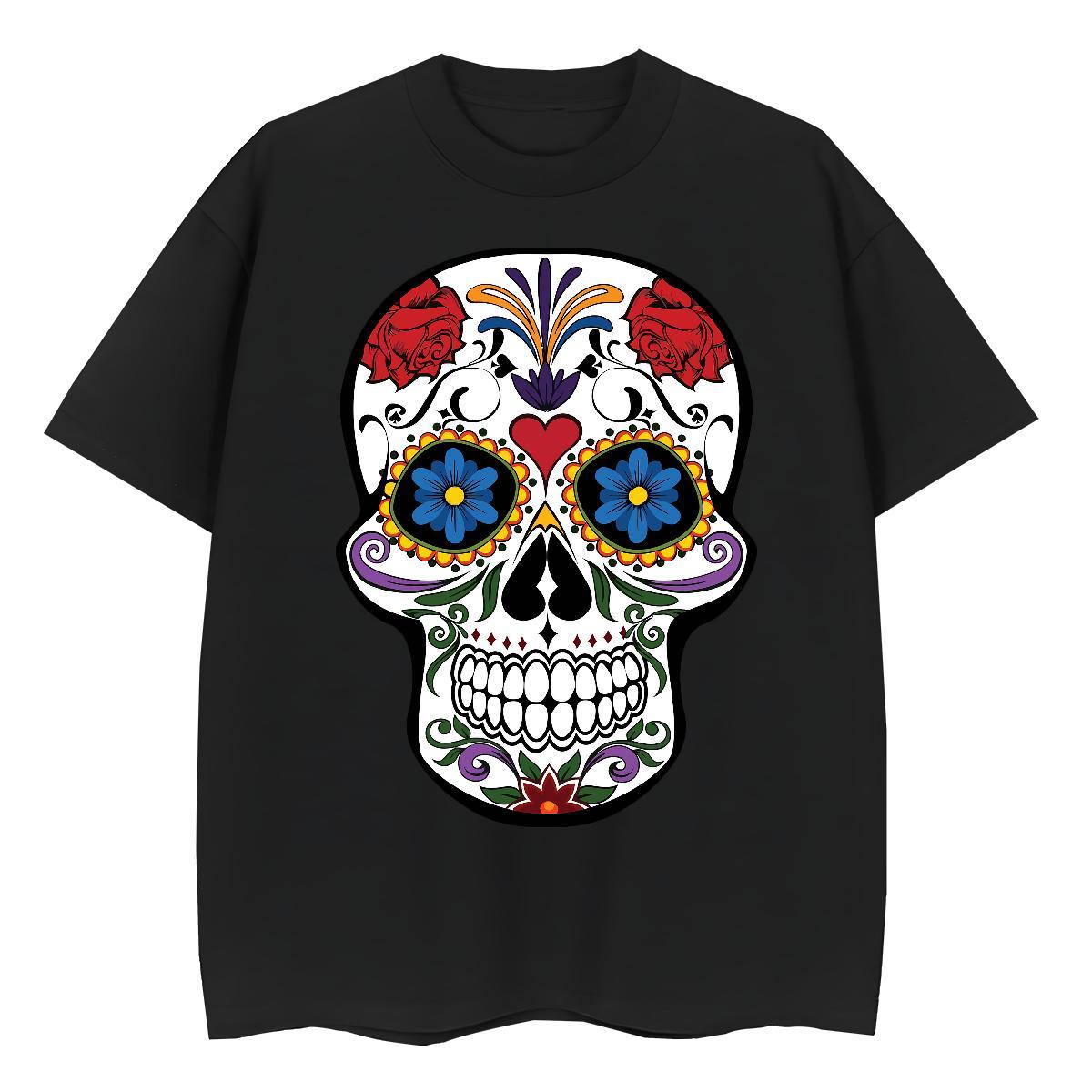 Brand T-Shirts 230g Cotton Crew Neck Breathable Casual Beach skull Women Tshirts Loose DIY Logo Tee Shirt
