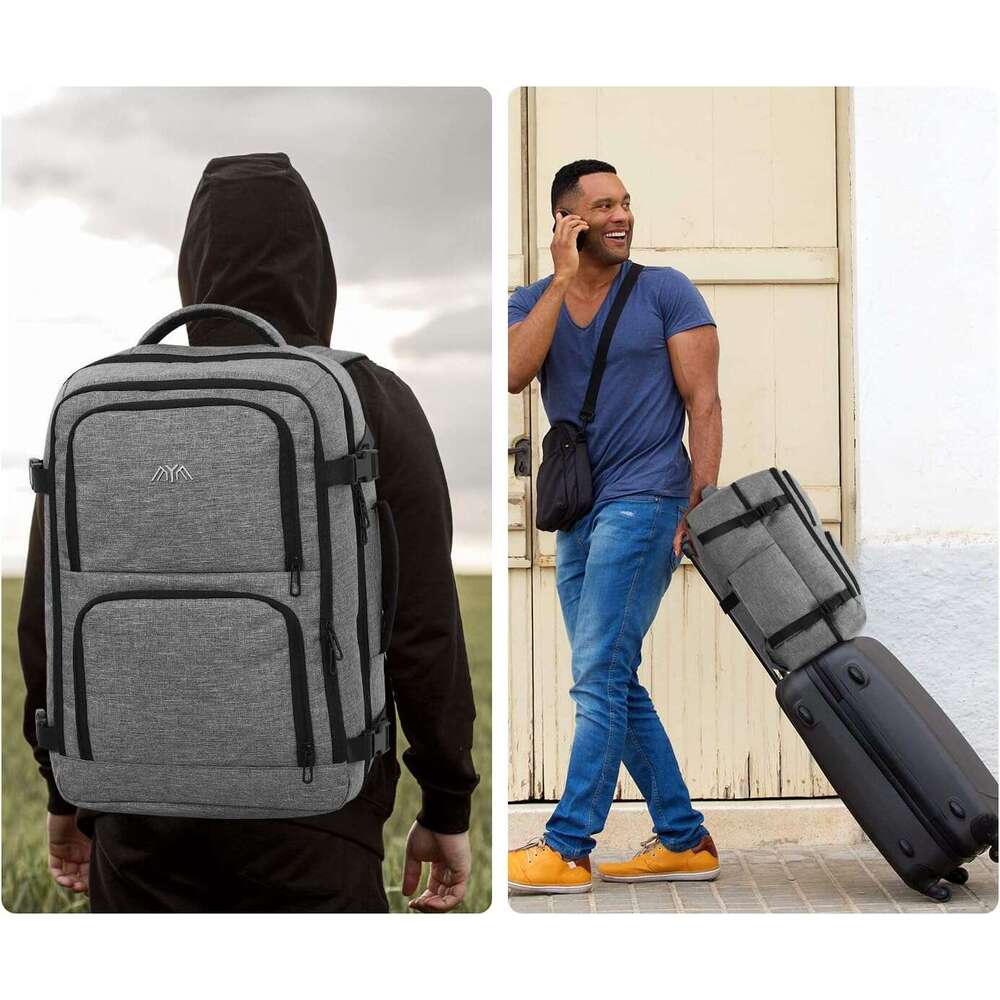 Men's Travel 40L Carry On Backpack, Lage Anti-Theft Business Large Weekend Suitcase Backpack for 17 Inch Laptop with Handle and Shoulder Strap
