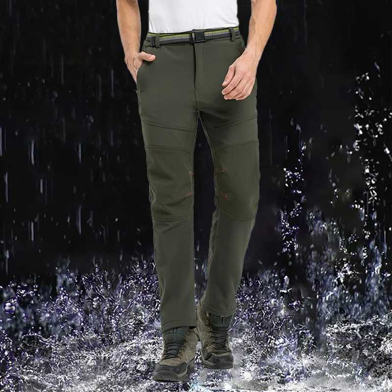 LNGXO Winter Warm Wool Pants Mens Waterproof and Windproof Cargo Pants Hiking Camping Climbing Hikers W241009