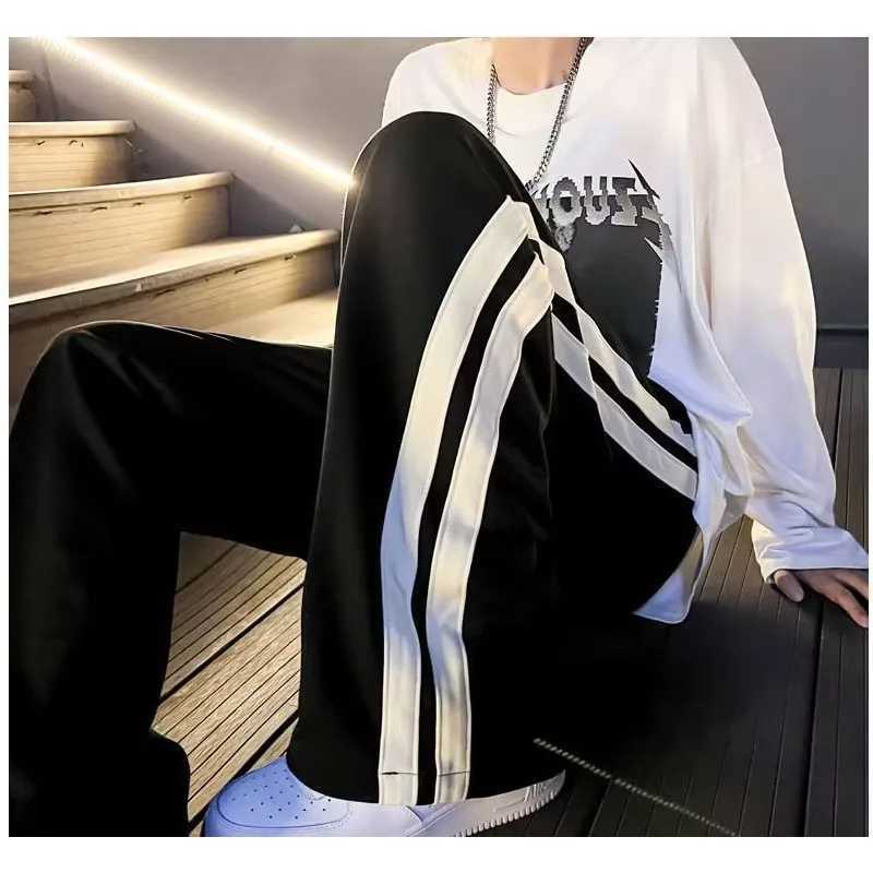 Summer striped mens and womens fashion brand Vibe wide leg casual pants loose straight leg casual sports pants from the United States W241009