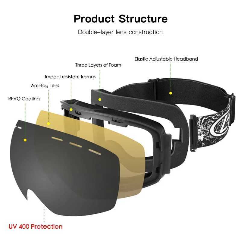 Frameless skiing goggles double-layer lens anti fog outdoor skiing goggles ski mask UV400 skiing goggles CL241010