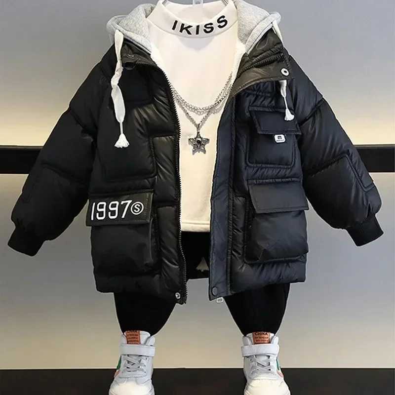Down Coat Childrens Park Boys Winter Warm Coat Teenagers Fashion Thick Hooded Jacket Winter Outdoor Coat Baby Park New Style H241010