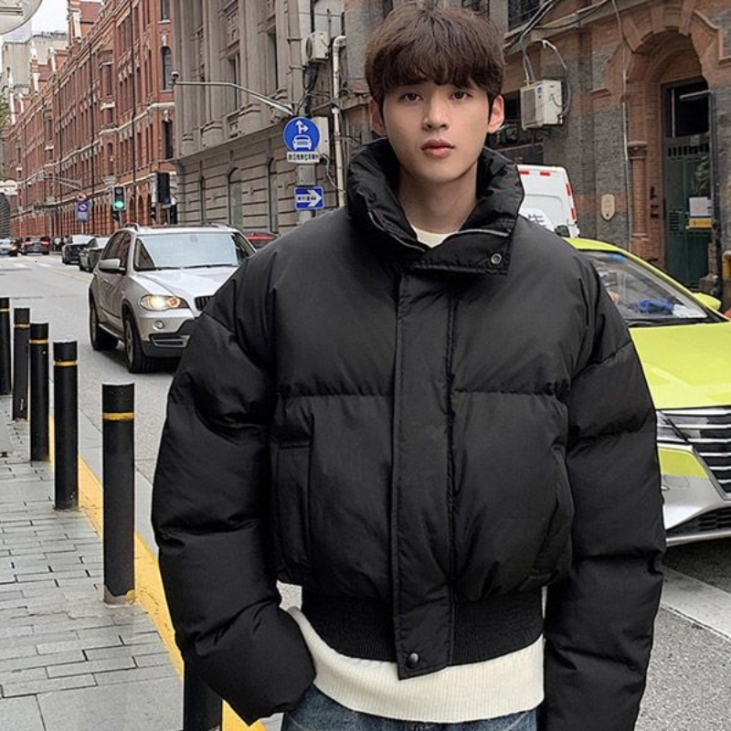 Short Stand-Collar Padded Autumn Winter Loose Versatile Trendy Men's Jacket Korean Style High-End Personalized Parkas
